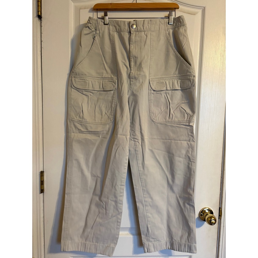 Polo Ralph Lauren Mens Cargo Pants 38x30 Tan‎ Khaki Cotton Elastic Waist Utility